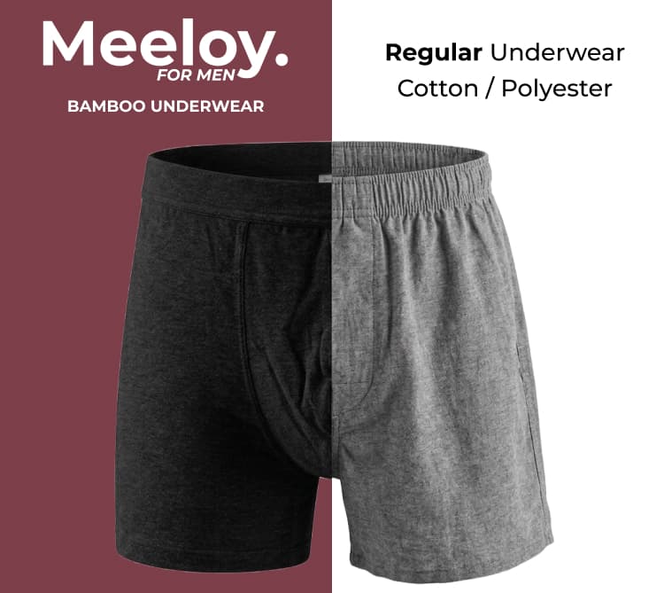Meeloy bamboo underwear beside regular cotton underwear
